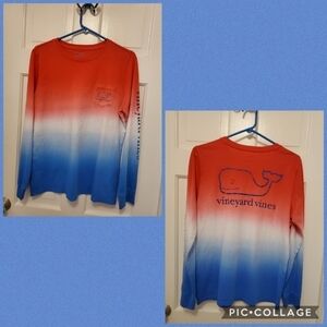 Vineyard Vines Whale Dip Dye Long Sleeve Tee size Medium, colorful, p…
